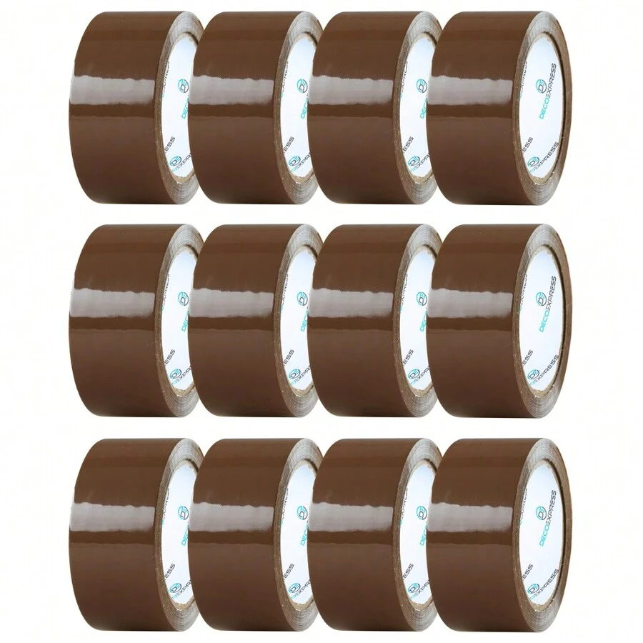 Deco Express 12 Packing Tape Rolls Multipack Strong Brown Clear Heavy Duty Fragile Moving Essentials Boxes House - Brown - View 1