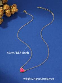 1pc Minimalist Heart-Shaped Pendant Necklace, Copper With Micro-Inlaid Zirconia, Fashionable Design, Suitable For Girlfriend Gift, Christmas Gift