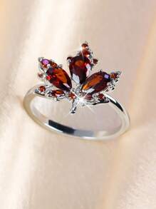 1 Nhẫn Đính Đá Zirconia Lá Phong Thanh Lịch & Sáng Tạo, Món Quà Trang Sức Nữ Cho Valentine, Sinh Nhật, Du Lịch, Đeo Hàng Ngày - lá cây - Xem 13