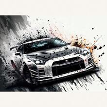1 件墙面艺术海报可选框架彩色车辆海报帆布艺术流行涂鸦豪华汽车印刷壁画现代墙壁艺术挂画家居装饰无框流行