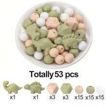 53pcs 12/14mm Round Hexagonal Silicone Beads 3D Animal Focal Beads Mix Set - Perfect For Jewelry Making, DIY Crafts, Fashion Accessories And Decorations - Colorful, Durable, Reusable Beads For Keychains, Pens, Bags, Lanyards, Necklaces And Bracelets - 3D Animal Focus Beads Mixed Set - View 9