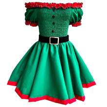Fantasia Mamãe Noel Adulta Vestido Ajudante Papai Noel natal - Verde - Visão 1