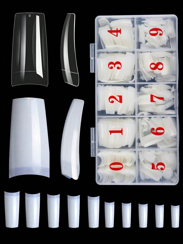 500pcs French Nail Tips Transparent Nature False Half Cover Press On Acrylic Nails Mixed Size Fake Nails DIY Manicure Extension Tools For Women Girls Nails Supplies