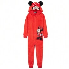 Disney Stitch Onesie Fleece Pyjama Lounge Wear Eeyore Minnie Mouse Gift - Red - View 1