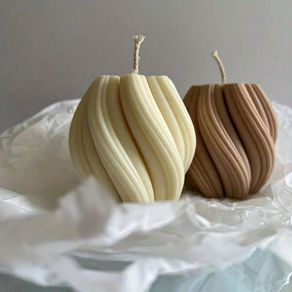 Swirling Wave Ball Aroma Wax Candle Silicone Mold, DIY Striped Wave Ball Resin Gypsum Casting Mold