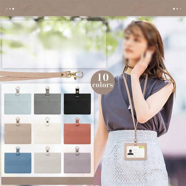 Horizontal ID Card Holder Card Case Lanyard For Women Name Tag Lanyard Employee ID Badge Business Card Commuter Wallet Double Sided Holds Up To 3 Cards Credit Card Wallet Mini Wallet Purse Wallet Card Wallet