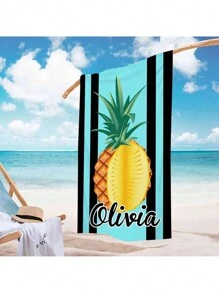 1 Peça Toalha de Praia Personalizada com Texto, Alta Absorção de Água, Adequada para Piscina, Viagem de Camping, Extremamente Confortável - Multicolorido - Visão 6