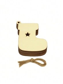 10 chiếc đồ thủ công bằng gỗ chưa hoàn thiện dùng để cắt hình cây thông Noel bằng gỗ dùng để trang trí Giáng sinh, quà tặng tuyệt vời nhất - Nhiều màu - Xem 10