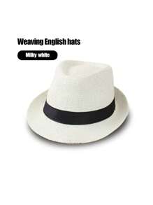 1pc SummerAutumn Breathable Linen Jazz Hat, British Style Casual Gentleman Fedora - A - View 4