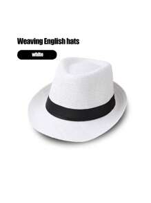 1pc SummerAutumn Breathable Linen Jazz Hat, British Style Casual Gentleman Fedora - A - View 3