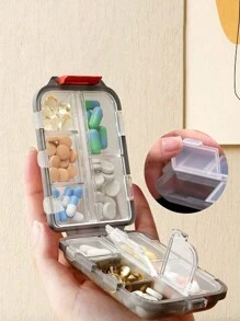 1pc Portable Pill Case, Dual Layer Small Medicine Box Organizer, 10 Compartment Transparent Sealed Pill Container, Moisture-Proof Vitamin Organizer, Reusable Pill Box For Men & Women, Suitable For Medication, Vitamins, Supplements, Travel, Office, School - Multicolor - View 4