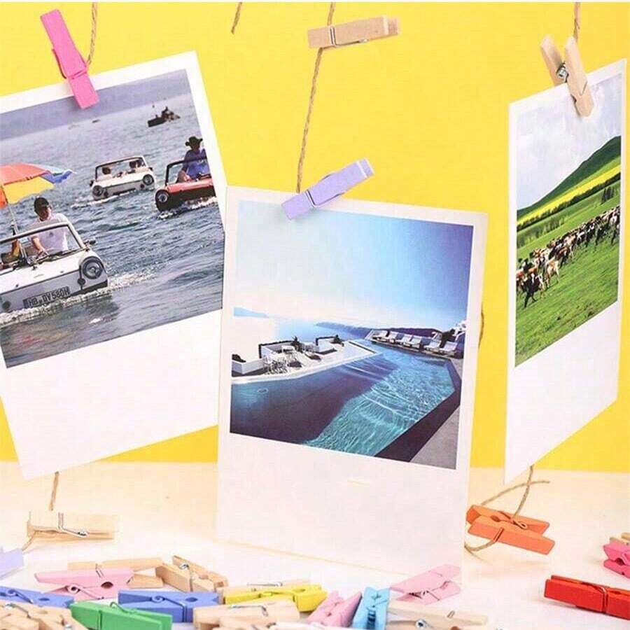 20/50/100件混色木夹子迷你相片夹天然木质衣夹用于展示手工艺品和悬挂装饰画DIY手工工艺品迷你衣夹用于晾干衣服和悬挂明信片 - 隨機顏色 - 查看 1