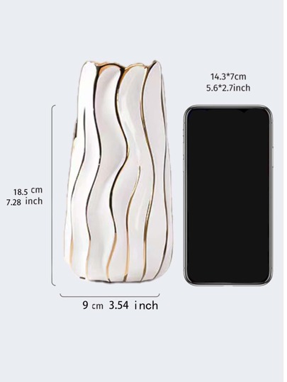 Ceramic Vase, Home ation Wit ative Vertical Gestreepte ation, Bedroom, Office, Living Room, Bathroom, Tafel Centerpiece, Best Birthday Graduation Back To School Room Supplies Flower Vase Glass view 10