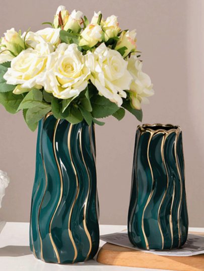 Ceramic Vase, Home ation Wit ative Vertical Gestreepte ation, Bedroom, Office, Living Room, Bathroom, Tafel Centerpiece, Best Birthday Graduation Back To School Room Supplies Flower Vase Glass view 6