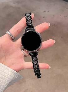 Correa de reloj de metal con rhinestones asimétricos de 18 mm, 20 mm, 22 mm - Elegante correa de repuesto para Galaxy Watch 6 5 4 de 40 mm y 44 mm, Galaxy Watch 5 Pro, Galaxy Active 2, Watch 6 4, compatible con Huawei GT5 GT4 GT3 GT2 Pro - Diseño cómodo y unisex para hombres y mujeres