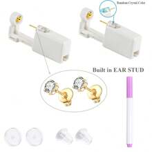 2 Packs Ear Piercing Kit,Disposable Ear Piercing Gun With Built In Cubic Zirconia Ear Stud, At Home Self Ear Piercer Kit - White - View 18