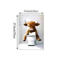 1/3 件苏格兰高地牛趣味浴室家居装饰、农场动物幽默、异想天开的高地牛爱好者礼物、牛壁画、无框 - 彩色 - 查看 23