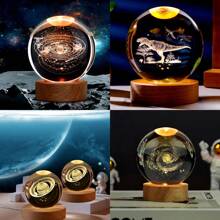1pc Galaxy 3D Crystal Ball Lamp, Decorative Night Light, Size 6x7.5cm (2.36x2.95in), USB Powered, Suitable For Room, Bedroom, Yard, Camping, Bar, Restaurant, Birthday Party, Wedding, Christmas, Halloween And Other Occasions Valentine's Day