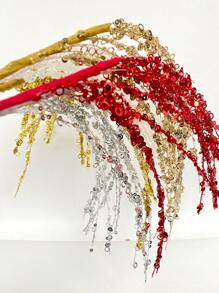 1 件圣诞闪亮树枝亮片人造茎装饰、圣诞树树枝装饰、家居装饰圣诞插页、花束和新娘装饰 - 彩色 - 查看 6