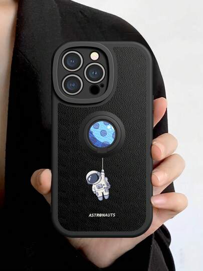 1 件带支架的纯黑色手机壳，兼容 Apple IP11，可爱的宇航员皮革保护壳（适用于 13 手机壳），软壳（适用于 14 Pro Max），镜头保护手机壳（适用于 Galaxy A14/Galaxy A51/Galaxy A54/Galaxy A33/Galaxy A34），外太空设计手机壳。16 Pro Max、17 Pro Max 手机壳。