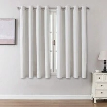 1pc/2pcs Optional Linen-Like Blackout Curtains, 100% Blackout Window Curtain Panels For Bedroom, Living Room, Dining Room, Thermal, Insulated, Water-Resistant, Home Theater Use With Eyelets - White - View 41