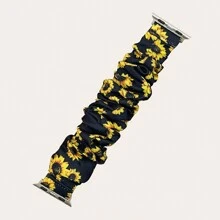 1 Stück Scrunchie Armband kompatibel mit Apple Watch Bändern 40 mm, 42 mm, 41 mm, 46 mm, 45 mm, 49 mm, ultra weicher bedruckter Stoffarmband, Frauen Armband kompatibel mit Apple Watch Series 10, 9, 8, 7, 6, 5, 4, 3, 2, 1, SE, die beste Wahl für Weihnachten - Schwarz und Gelb - Übersicht 7
