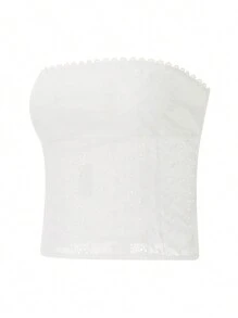 Women Bandeau Off-Shoulder Tube Tops Solid Color Summer Casual Strapless Vest Sleeveless Crop Tops Streetwear Club Wear - White - View 8