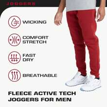 3 Pack Fleece Active Tech Joggers For Men, Mens Sweatpants With Zipper Pockets - Black / Navy / Wine - View 4