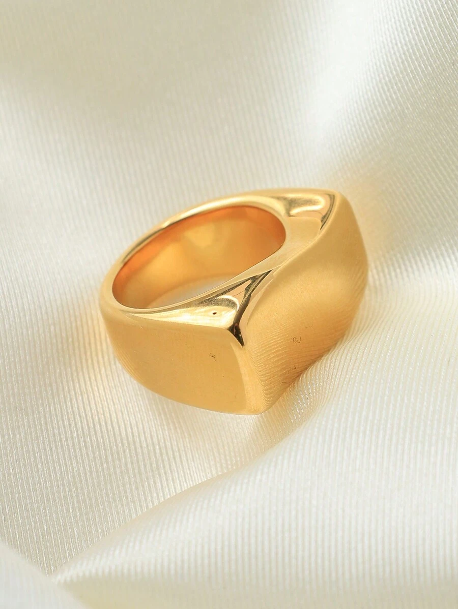 Mazuer 1枚18k金鋼藝術波浪形女士聲明戒指,包括節日派對、約會、旅行等多個場合的復古設計裝飾