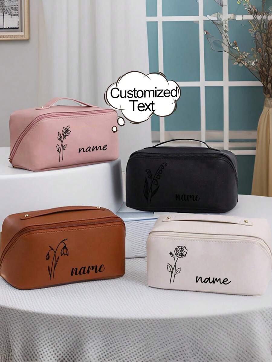 Spersonalizowana kosmetyczka z motywem kwiatowym i spersonalizowanym tekstem, wyłącznie dla Ciebie, przenośna, wodoodporna, pojemna kosmetyczka z PU, spersonalizowany prezent dla druhny, modna, pojemna torba podróżna, wysokiej jakości kosmetyczka