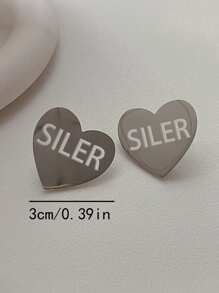 定制不锈钢几何耳环，心形、星形和字母镂空耳钉，送给女朋友、母亲、家人、节日的礼物 - 愛心 - 查看 6