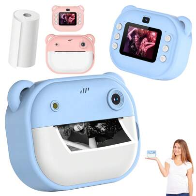 Instant Print Camera For Adult Leisure Toys, Christmas Birthday Gifts For Girls Boys, HD Digital Video Cameras For Adult, Portable Toy (1300mAh Rechargeable Battery)For Holidays, Christmas, Halloween, Birthday Parties & Special Occasions