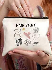女士发饰收纳袋，定位印花 - 无香型，多功能化妆包，可收纳发圈、发夹、发带 - 非常适合旅行、新娘派对和伴娘礼物、化妆包、化妆品收纳包、化妆品收纳袋、化妆包、返校用品 - 彩色 - 查看 2
