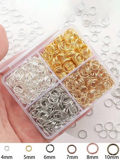 DIY Jewelry Making Kit: Assorted 5mm - 10mm Split Rings, Lobster Clasps And Other Metal Jewelry Components For Bracelets, Necklaces And Keychains