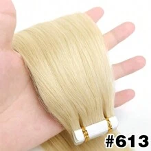 16-26inch Tape In Hair Extensions Human Hair Straight 613# Invisible PU Skin Weft Hair Extensions - S613 - View 7