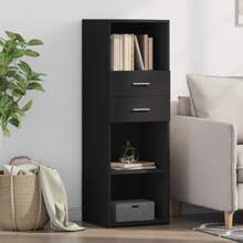 Highboard Storage Cabinet 40x42 5x124 Cm Engineered Wood Modern Design Black Finish - Black - View 1