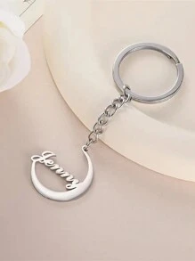 1 Llavero personalizado con la luna y el nombre, llavero de metal con nombre tallado personalizado, regalo de Ramadán, regalo de cumpleaños personalizado para familia y amigos, regalo de Navidad