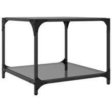 Stylish Black Glass Top Coffee Table 50x50x40 Cm Durable Steel Frame Modern Design - Black - View 5
