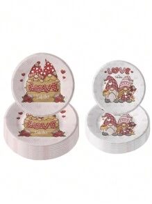 30 件/套情人节派对纸盘和餐巾餐具套装 - 彩色 - 查看 2