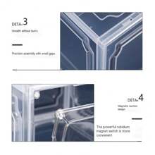 6pcs Shoe Storage Boxes, Stackable Transparent Plastic Shoe Boxes For Closet, Foldable Shoe Rack Containers - White - View 8