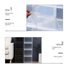6pcs Shoe Storage Boxes, Stackable Transparent Plastic Shoe Boxes For Closet, Foldable Shoe Rack Containers - White - View 7