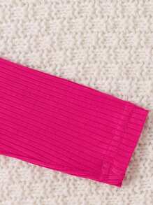 Baby Girl Floral Design Spliced Mesh Long Sleeve Elegant Cute Dress, Summer Style - Hot Pink - View 4