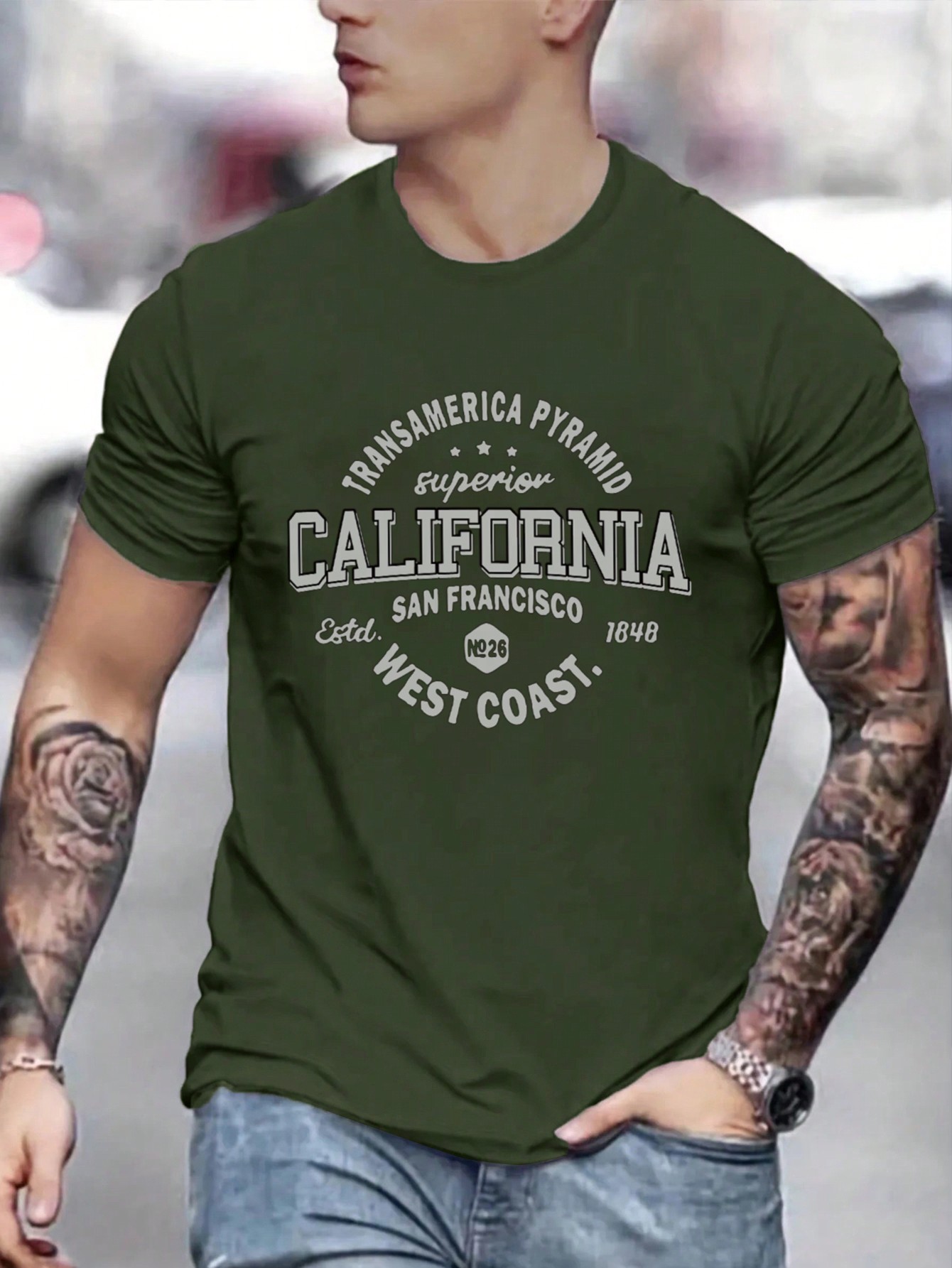 2025 Men's Casual Letter Print Short Sleeve T-Shirt For Summer