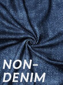 Women's Mid-Waisted Stretch Pull-On Skinny Leggings Printed Of Imitation Jeans Soft Skinny Knit Jeggings Comfort Fit - Blue - View 6