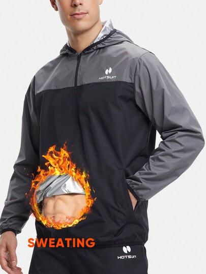 HOTSUIT Sauna Jacket For Men Sweat Sauna Jacket Zipper Gym Workout Sweat Shirt Gym Clothes Men