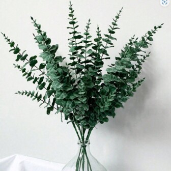 10 pezzi di rami di eucalipto artificiali come decorazioni per centrotavola di matrimoni, composizioni di fiori secchi, colore verde. Singole foglie di eucalipto artificiali verdi, profumo di fiori, adatti per San Valentino, regali, compleanni, lauree