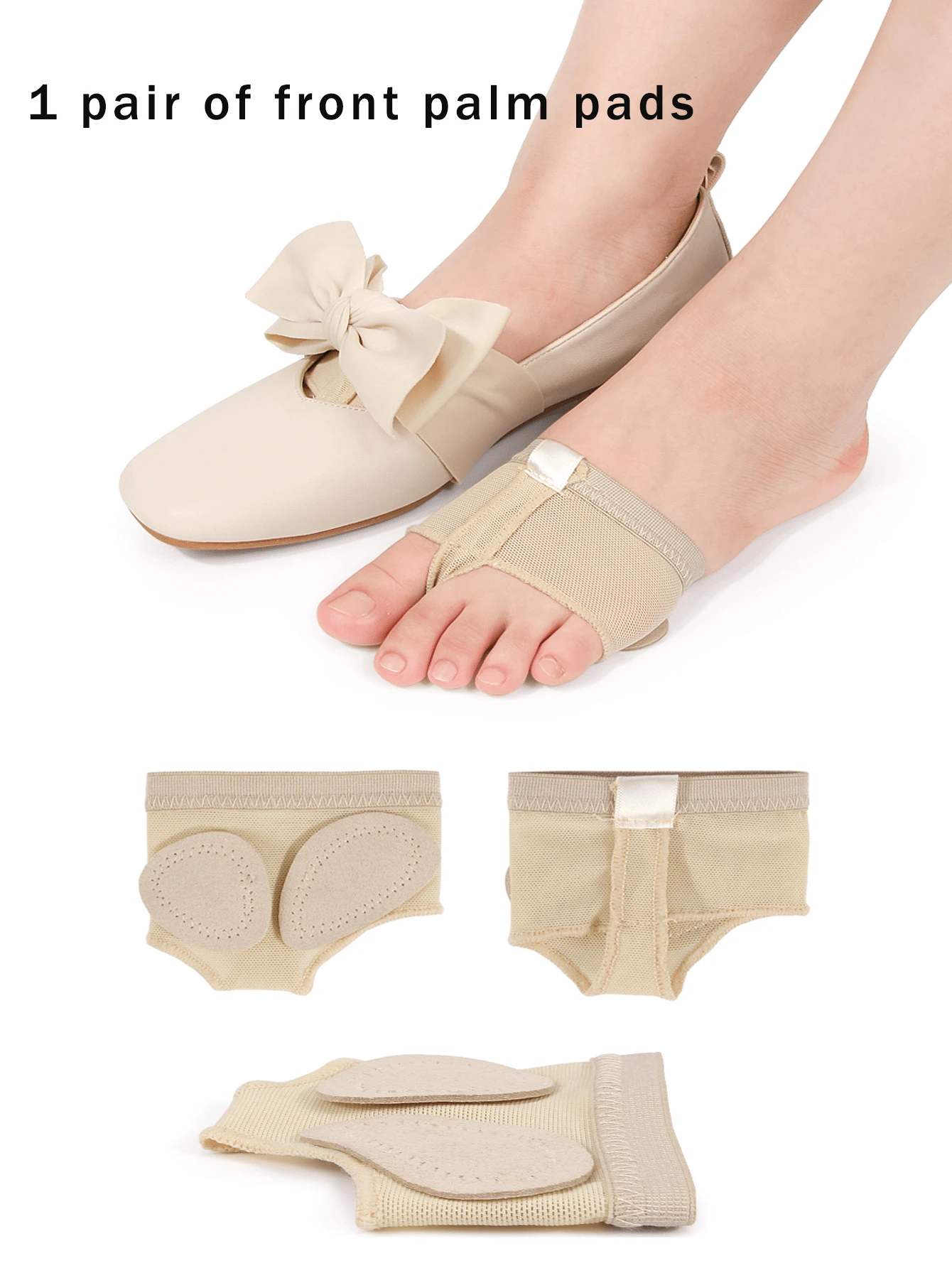 1 Pair Women Ballet/Belly Dance Toe Pad Socks, Foot Forefoot Protector Socks For Dancing - Apricot - View 1