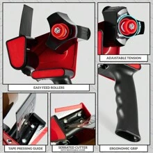 Deco Express Packaging Tape Dispenser Gun And 6 Rolls Parcel Strong Brown Fragile Clear Heavy Duty Packing Boxes Moving House Essentials - one-size - View 3