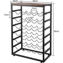 Boden-Weinregal für 30 Flaschen mit Holzplatte, freistehendes Weinflaschen-Organizer-Regal mit 6 Ebenen, stabiler Flaschenständer aus Metall für die Speisekammer in der Küche (L 59 x B 30 x H 88 cm)