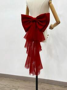 1 chiếc thắt lưng satin trắng trang trí nơ với dải ruy băng lưới bất đối xứng, phụ kiện ngày Valentine - Nhiều màu - Xem 16